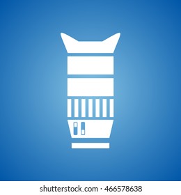 Camera Lens Icon on blue color. 