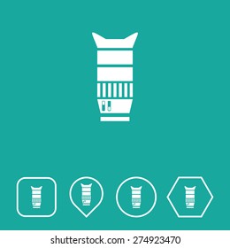 Camera Lens Icon on Flat UI Colors with Different Shapes. Eps-10.