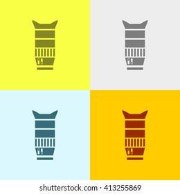Camera lens Icon on Four Different Backgrounds. Eps-10.