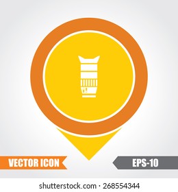 Camera Lens Icon On Map Pointer. Eps.-10.