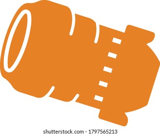 Camera lens icon, orange vector design