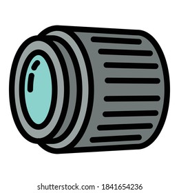 Camera lens icon. Outline camera lens vector icon for web design isolated on white background