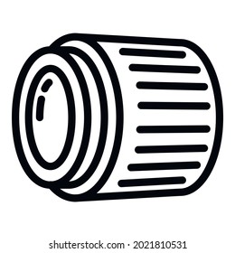 Kameraobjektiv-Symbol. Outline-Kamera-Objektiv, Vektorsymbol für Webdesign einzeln auf weißem Hintergrund