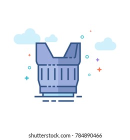 Camera lens icon in outlined flat color style. Vector illustration.