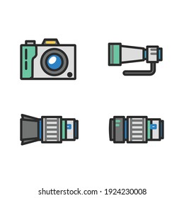 Camera and lens icon pack, eps 10