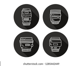camera lens icon set, camera lens icon set with modern line art style, hand drawn camera vector illustration.