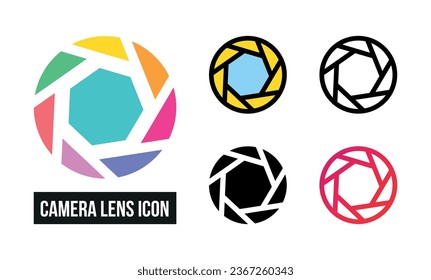 Camera lens Icon Set Vector Illustration
