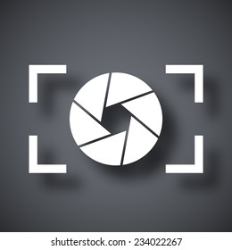 Camera lens icon, stock vector