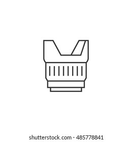 Camera lens icon in thin outline style. Electronic photography work tool industrial 