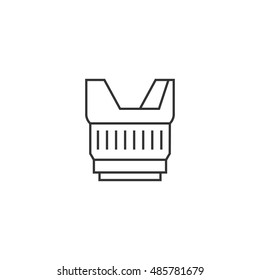 Camera lens icon in thin outline style. Electronic photography work tool industrial