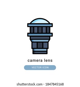 camera lens icon vector illustration. camera lens icon lineal color design.
