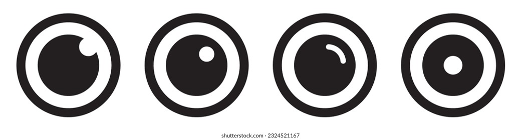 Icono de lente de cámara, ilustración vectorial