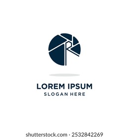 Ícone de lente da câmera vetor design de logotipo com conceito criativo inicial R Premium Vetor