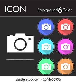 Camera lens icon vector, Photography symbol sign, camera icon vector isolated on six color background.