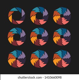 Camera Lens icons  - Vector, isolated on black