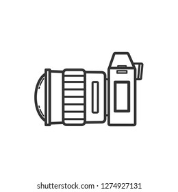 Camera with lens icon,Side view of Camera,Flat design.