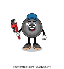 camera lens illustration cartoon as a plumber , character design
