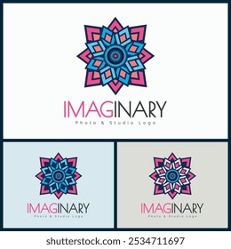 Camera lens imaginary photo genic studio pattern logo set design template