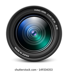 Camera lens isolated on white background, vector illustration