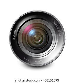 Camera lens isolated on white background. Vector illustration