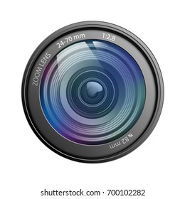 Lente de la cámara aislada sobre fondo blanco Ilustración vectorial