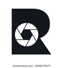 Camera Lens Logo combine with letter R vector template