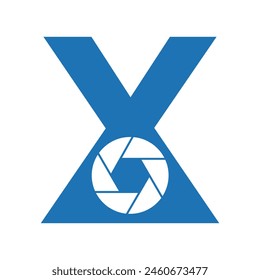 Camera Lens Logo combine with letter X vector template