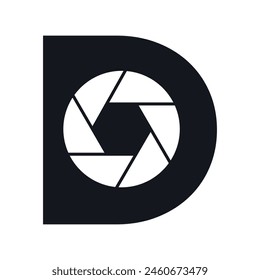 Camera Lens Logo combine with letter D vector template