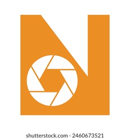 Camera Lens Logo combine with letter N vector template