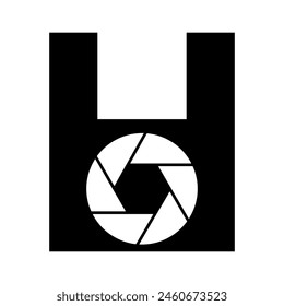 Camera Lens Logo combine with letter H vector template