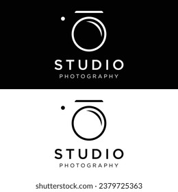 Camera lens logo or professional photography. Media, studio, business logo.