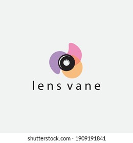 Camera Lens Logo Propeller Color Transparent Design Vector Illustration