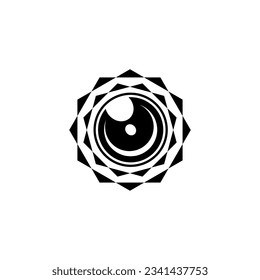 Camera lens logo vector black and white color