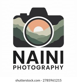 Camera lens with mountain landscape and 