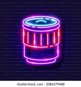 Camera lens neon icon. Photo and video concept. Vector illustration of a sign for design, website, decoration, online store