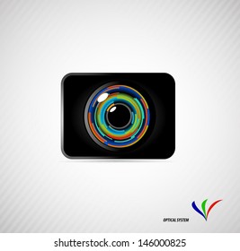 camera lens on a gray background