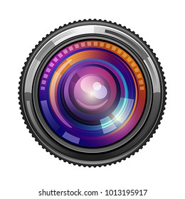 Camera lens on a white background