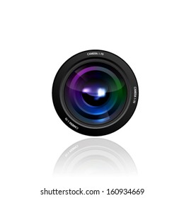 Camera lens on white background. Vector