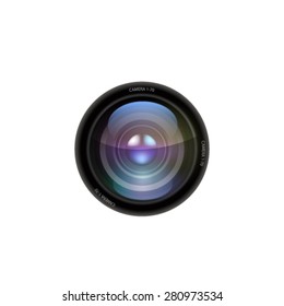 Camera lens on white background. Vector