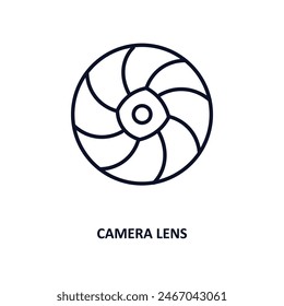 camera lens outline icon.  Thin line icon from cinema collection. Editable vector isolated on white background