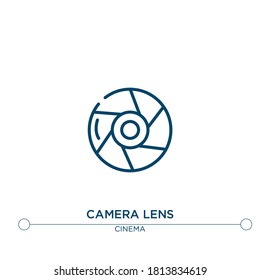 camera lens outline vector icon. simple element illustration. camera lens outline icon from editable cinema concept. can be used for web and mobile
