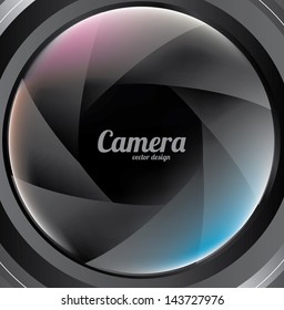 camera lens over  black background vector illustration