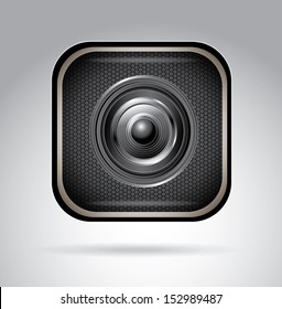camera lens over black background, vector illustration