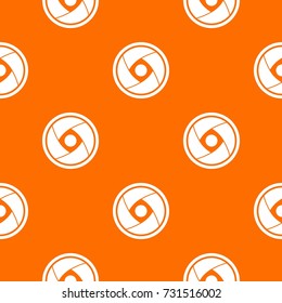 Camera lens pattern repeat seamless in orange color for any design. Vector geometric illustration