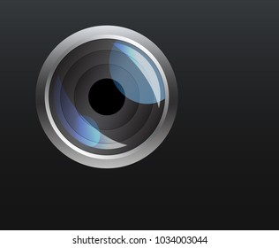 Camera lens realistic illustration . Icon of Smartphone camera. Icon with Smartphone or other gadgets with flash.