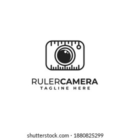 Camera, Lens, Ruler, Creative Photography Logo Vector Design