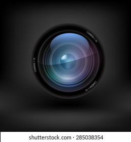 Camera lens set on white background. Vector