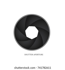 Camera lens shutter aperture isolated vector.