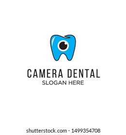 Camera lens shutter dental logo design template vector