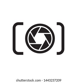 camera lens shutter icon, flat illustration of camera